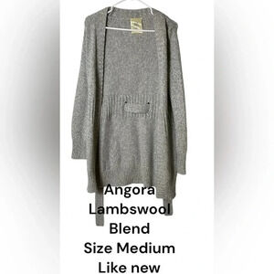 Angora,Lambswool Chunky knit tie wrap  long cardigan. Women medium Boho,timeless